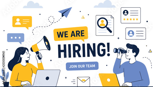 Foto We Are Hiring Recruitment Flat Illustration