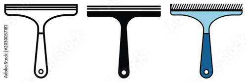 Fotografie Window Cleaning Squeegee Icon Collection with Household Chore and Glass Cleaner