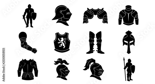 Photos Medieval Knight Armor Set, Historical Warrior Gear Collection, Vintage Military