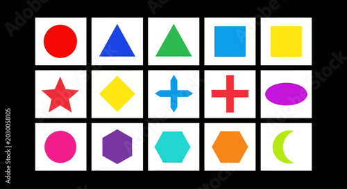 Colorful Geometric Shapes Collection: Basic Forms for Learning and Design