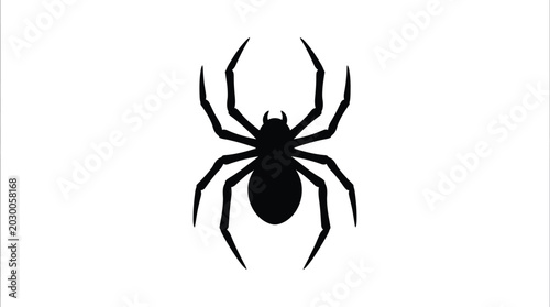 Tableau sur toile Black spider silhouette on a white background