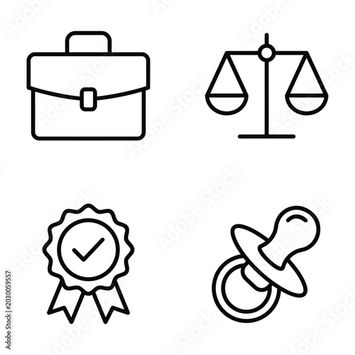 Vászonkép Business and legal icons set with briefcase scales and pacifier briefcase busine