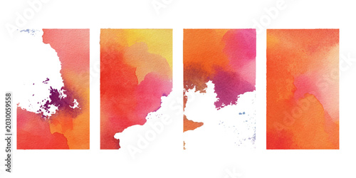 Modern abstract watercolor square set illustrations with colorful design. vector decorative brush stroke and creative artistic background texture.