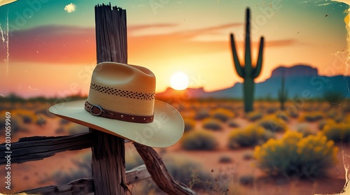 Burnt Orange and Mustard Yellow Retro Cowboy Core Landscape Design