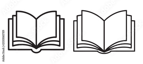 Two detailed outlined open book icons representing learning, knowledge, and education.