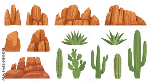 Photos Cartoon Desert Landscape Vector Constructor Featuring Canyon Cliffs, Rock Format