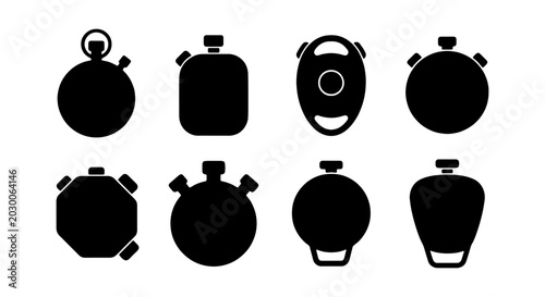 Canvas Print Stopwatch Icons Set: Vintage Timekeeping Tools, Retro Sport Timer Graphics, Clas
