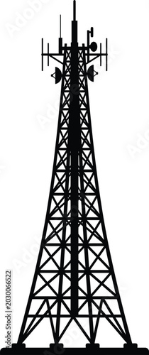 Quadro su tela Tall communication radio tower with antennas
