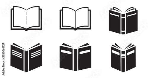 Foto Set of book icon vector illustration isolated on transparent background