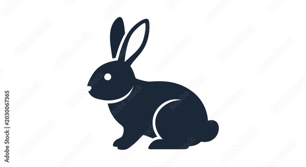 Fototapeta premium Simple Silhouette Icon of a Rabbit on White Background