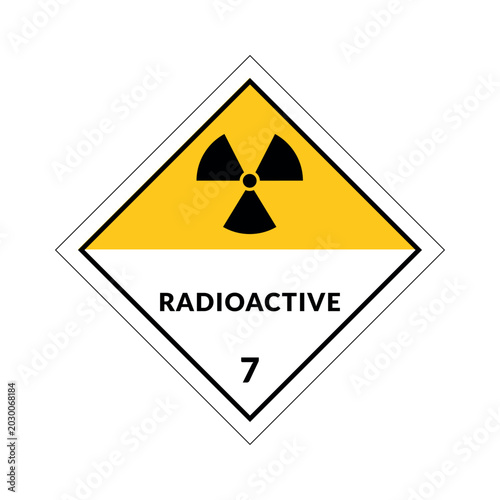 Radioactive Hazard Sign Vector Flat Design On White Background. Warning Label Class 7. 