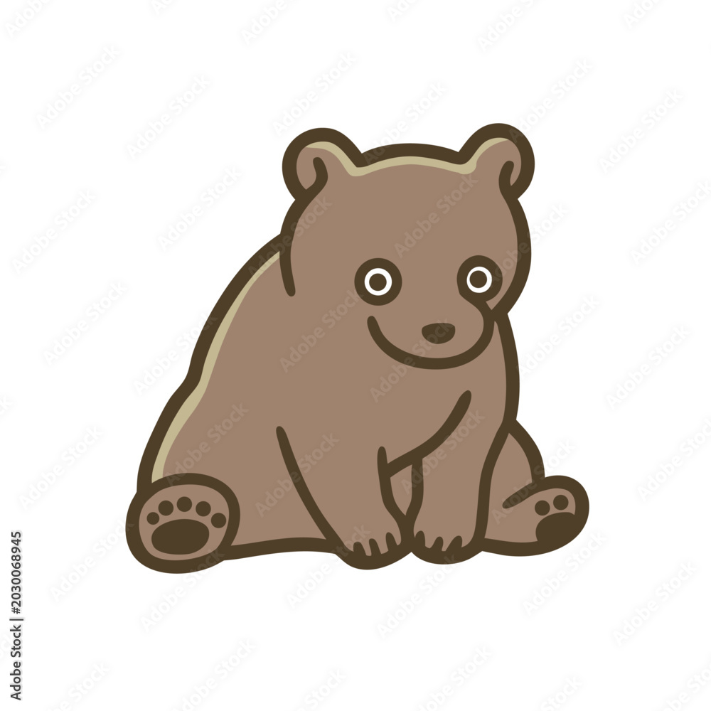 Obraz premium シンプルな座っている子熊のイラスト