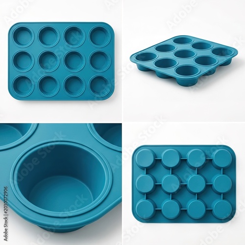 Teal silicone muffin and ice cube trays