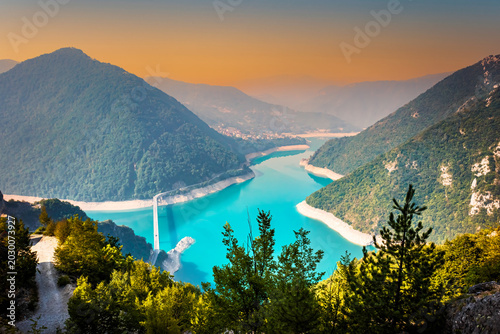 Canvas Print Piva Lake on Mount Durmitor in Montenegro