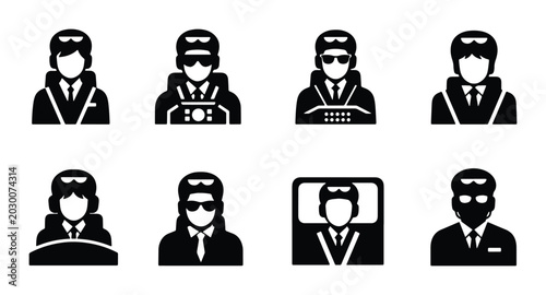 Tableau sur toile Secret Agent Icons, Spy Graphics, Covert Operative Symbols, Security Personnel V