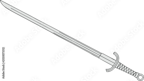 Tableau sur toile sword blade medieval hilt crossguard pommel line drawing vector