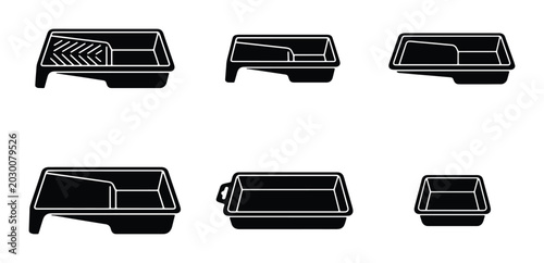 Tableau sur toile Paint Tray Collection, Various Sizes and Styles, Black Vector Icons for DIY and