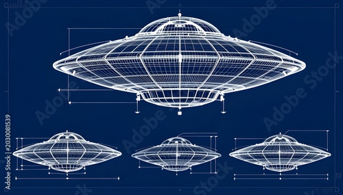 UAP Blueprint Saucer Aerial Phenomenon Concept Illustration