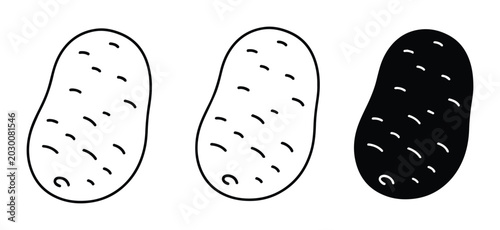 Foto Simple Potato Icons, Black and White, Vector Graphics for Food and Agriculture C