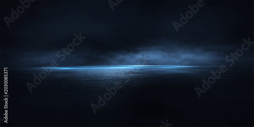 Картината върху платно A bright bolt of lightning illuminates the dark night sky as abstract blue cloud