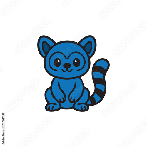 lemur vector illustration with cute type long tail