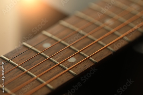 Bild auf Leinwand acoustic guitar close up. Music. Guitar. Background music