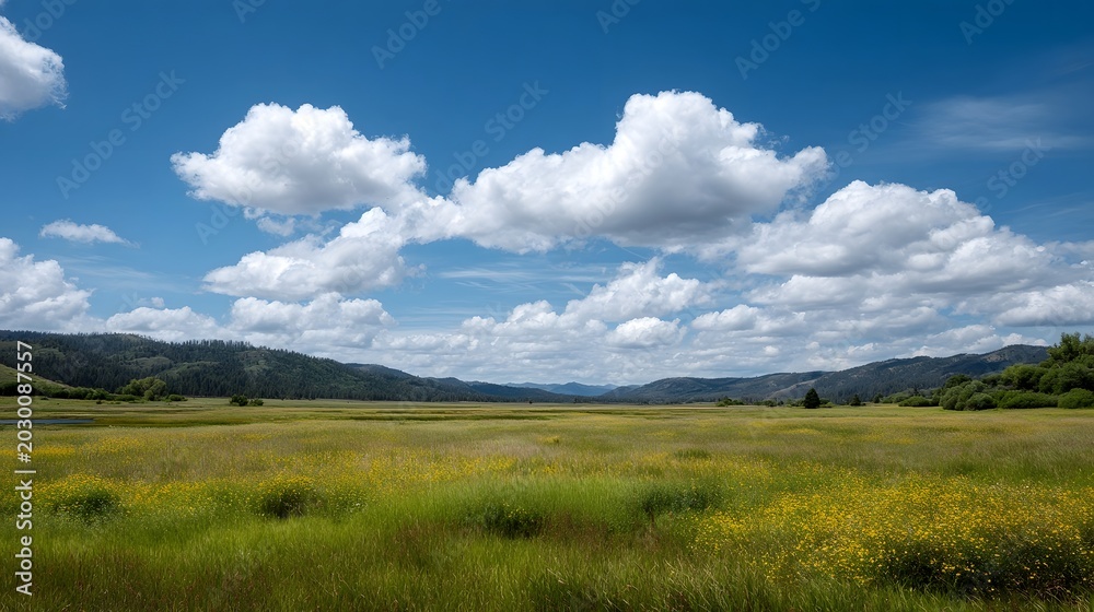 Obraz premium A vast expanse of bright blue sky filled with scattered white fluffy clouds
