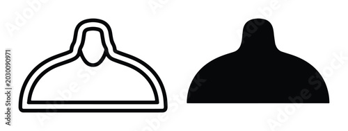 Fotografía Baby bottle nipple icons, outline and solid silhouette, infant feeding symbol, b