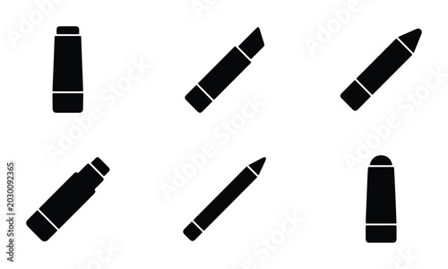Billede på lærred Black Marker Icons, Drawing Tools, Art Supplies, Writing Instruments, Graphic De