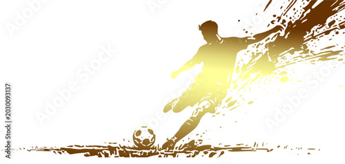 Photography Vector silhouette illustration of a soccer player kicking a ball with added mud