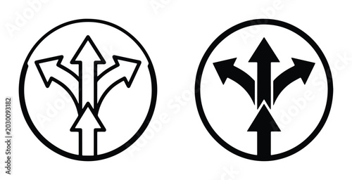 Foto Decision Point Icons, Crossroads Symbols, Directional Arrows, Choice Options, Pa