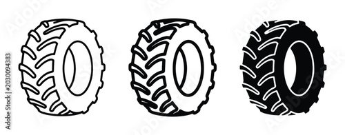 Canvastavla Tractor Tires Set, Agricultural Wheel Icons, Off-Road Vehicle Rubber Tread Graph