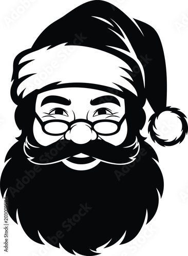 Smiling santa claus with round glasses