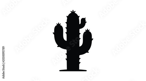 Bild auf Leinwand Cactus silhouette against a white background