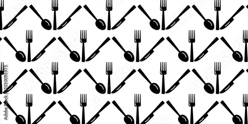 Seamless spoon and cutlery patterns for backgrounds, packaging, textures, fabric patterns, wallpapers, wall decorations for restaurants, cafes and other places to eat