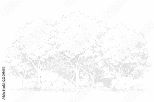 Konstfotografi pointillist forest scene detailed trees in a dotted style