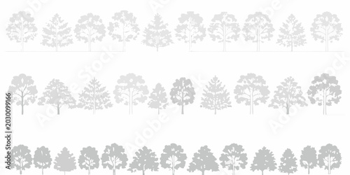 Schilderij op canvas tree silhouettes collection on white background