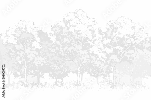 Canvastavla forest trees cluster pointillist style illustration on white background