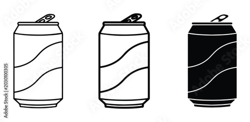 Obraz na płótnie Beverage Cans Collection, Soda Pop Containers, Refreshment Drink Packaging, Thre
