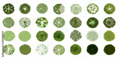 Foto watercolor tree canopy collection vibrant grid of green treetops