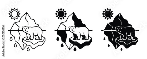 Принти на полотні Polar Bear on Melting Iceberg, Global Warming Icons, Climate Change Symbolism, E