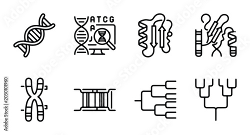 Photos DNA Helix, Chromosome, Protein Structure & Genealogy Tree Icons