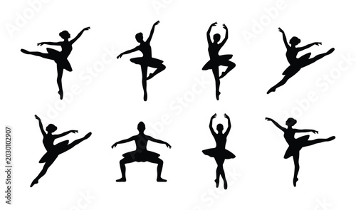 Foto Ballet Dancer Silhouettes Collection: Elegant Poses, Graceful Movement, Performa