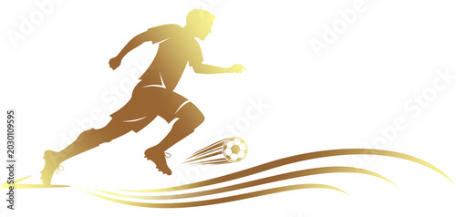 Cuadro en lienzo Vector silhouette illustration of a soccer player dribbling the ball quickly