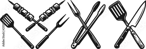 Photography Crossed BBQ Tools svg, BBQ Grilling Tools SVG Bundle - Crossed Spatula Tongs and