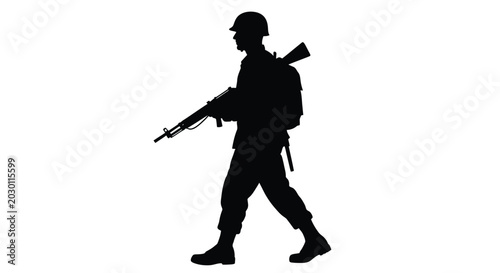 Foto soldier silhouette holding rifle on white background high quality professional d