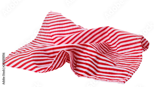 Tableau sur toile Isolated red and white striped fabric, a soft crumpled textile, vibrant pattern and texture