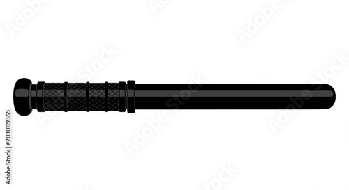 Konstfotografi Police Baton Black Isolated on White Background Security Tool