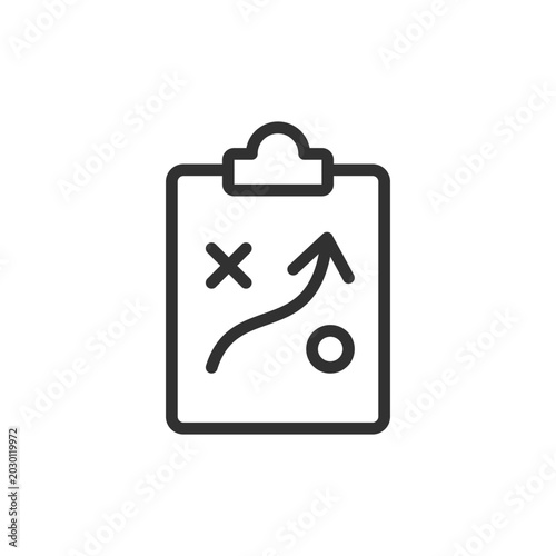 Clipboard with strategy, linear style icon. Planning and project management. Editable stroke width