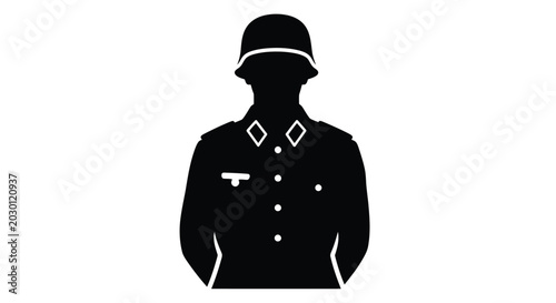 Photos soldier silhouette in uniform with helmet on white background high quality